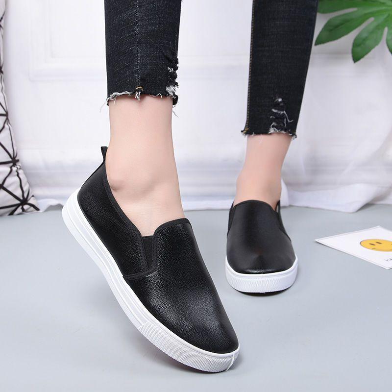 PU waterproof work shoes new old Beijing cloth shoes shallow mouth Internet celebrity white shoes small black shoes trendy shoes versatile women's sho