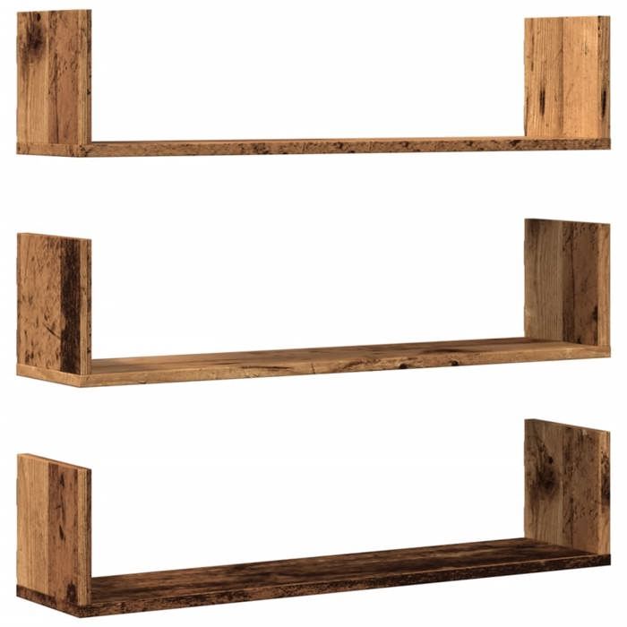 VidaXL Wall Shelves 3 Pcs Old Wood 80x18x18 Cm Engineered Wood 853297