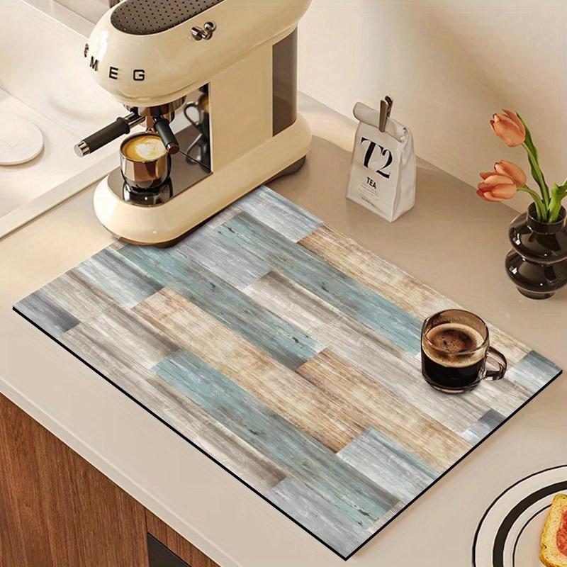 1 Buc. Covoraș de uscare din cauciuc cu lemn Pentru cafenea Restaurant Bucătărie Covor Veselă Durabil Noroi diatomeic Covoraș de masă Covoraș pentru animale de companie Articole de cafea