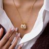 Yori White Square Cubic Zirconia Geometric Pendant Necklace 18 K Plated Stainless Steel Collar Necklace Gift Jewelry