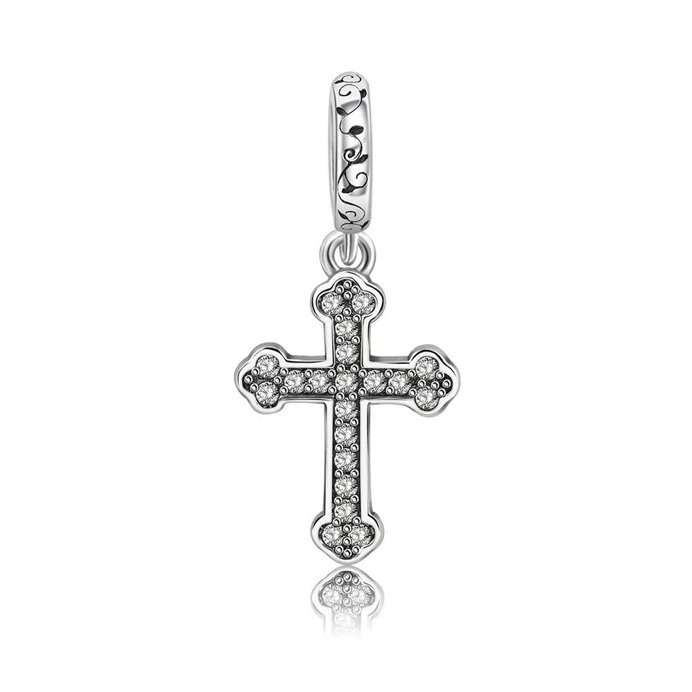 925 Silver Cross Charms Iron Throne Jesus Pendant Christian Necklace Beads Fit Bracelets Fine Jewelry DIY Gift