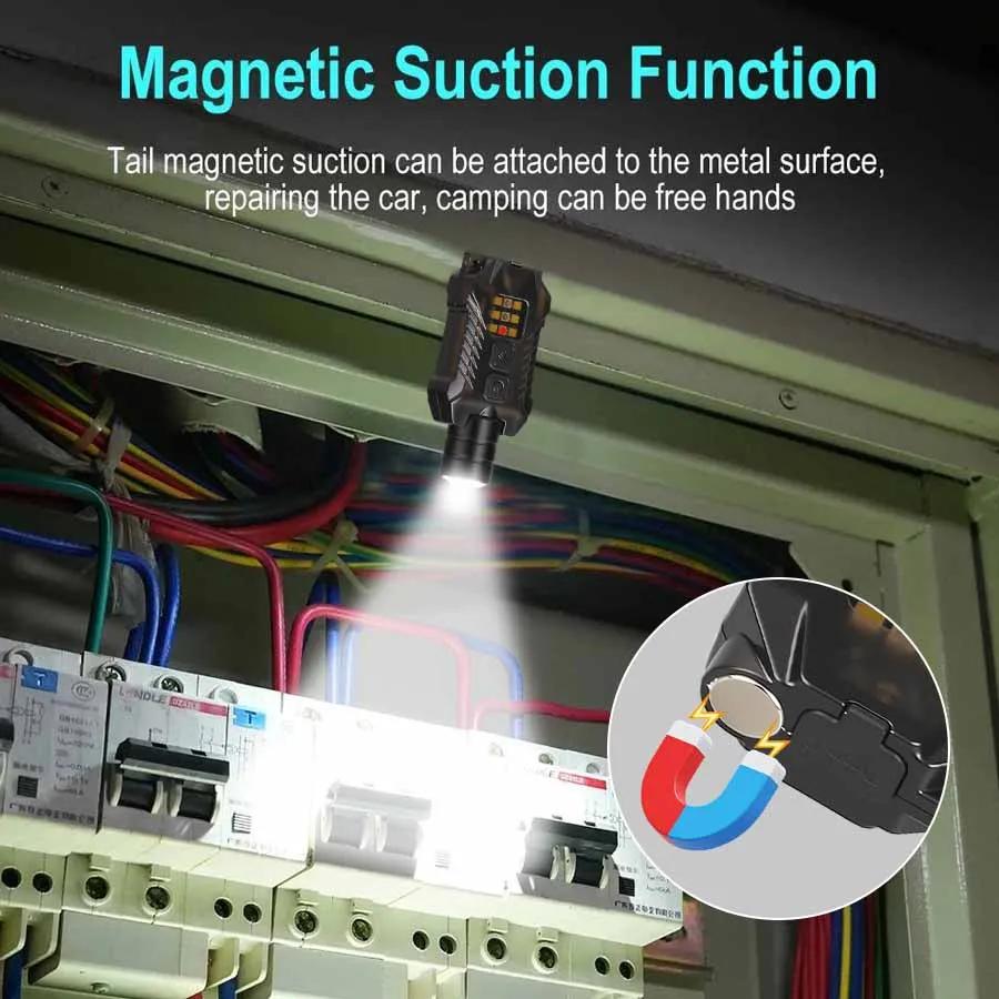 Mini LED COB Keychain Flashlight 3 Light Sources USB Rechargeable Flashlight Emergency Torch Outdoor Portable Pen Clip Lantern