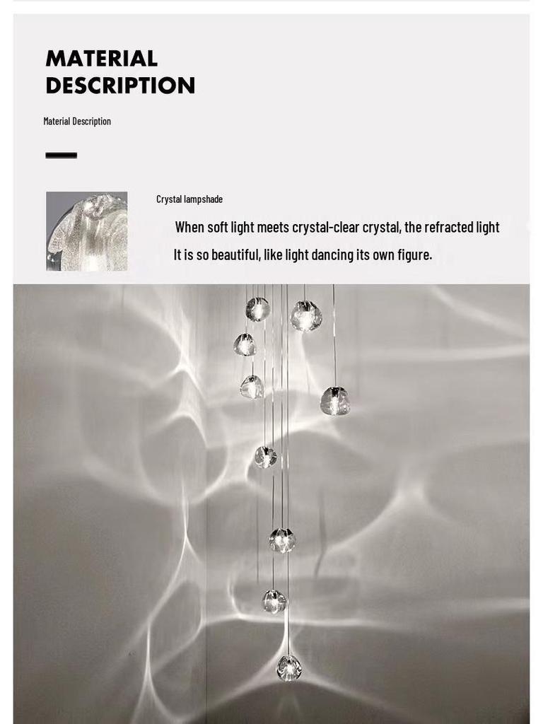 American Cherry Crystal Glass Stair Chandelier: Creative Meteor Shower Light for Hotel Lobby