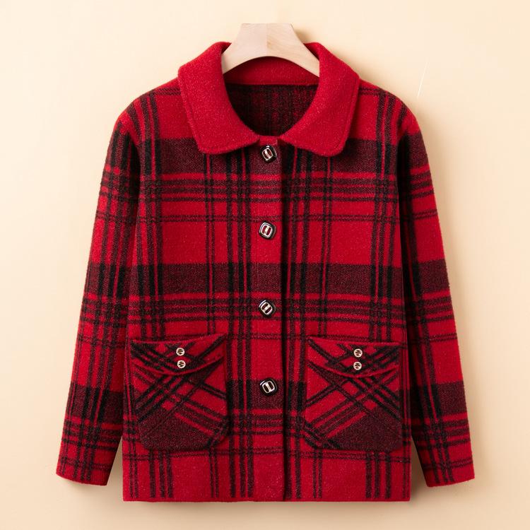 Middle-aged and Elderly Sweaters for Women and Grandmas Sweaters for New Thick Spring and Autumn Knitted Sweaters for Elderly Clothes Coats