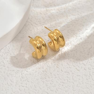 Popular Women's C-shaped Earrings Light Luxury High-end Light-sensitive Surface Design Earrings Versatile Niche Earrings Women