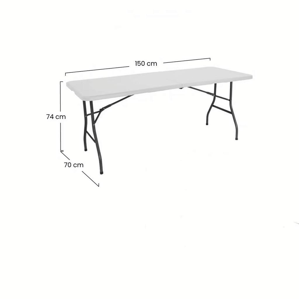 Nyana Home 150x70x74cm Reinforced Resin Folding Table | Camping, Garden and Events | Steel and Non-Slip Feet | Load Up To 150kg | 2-8 People