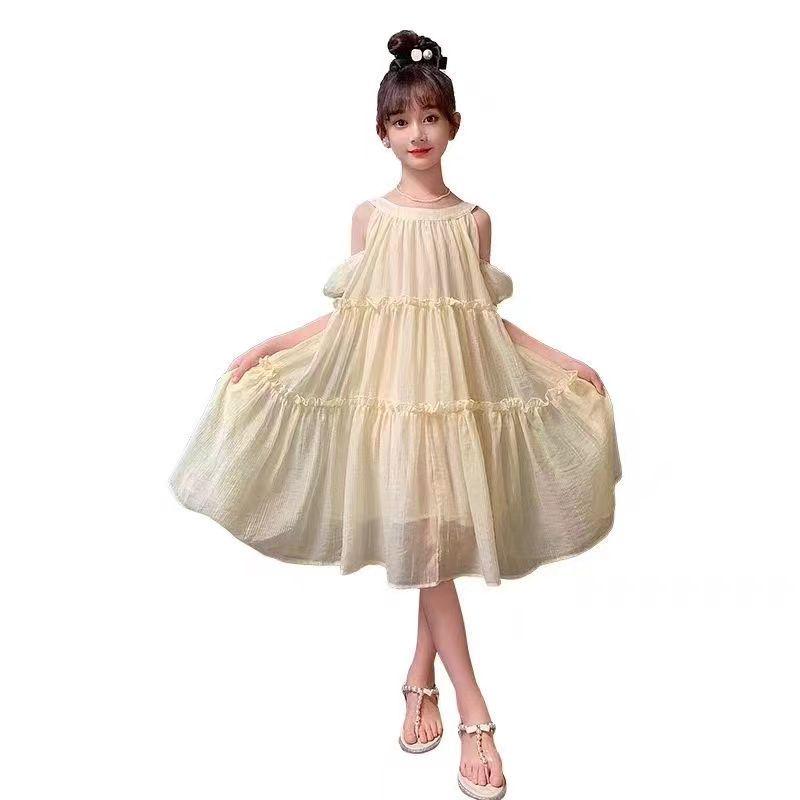 Girls' 2024 Summer Chiffon Princess Sling Dress – Fashionable and Trendy