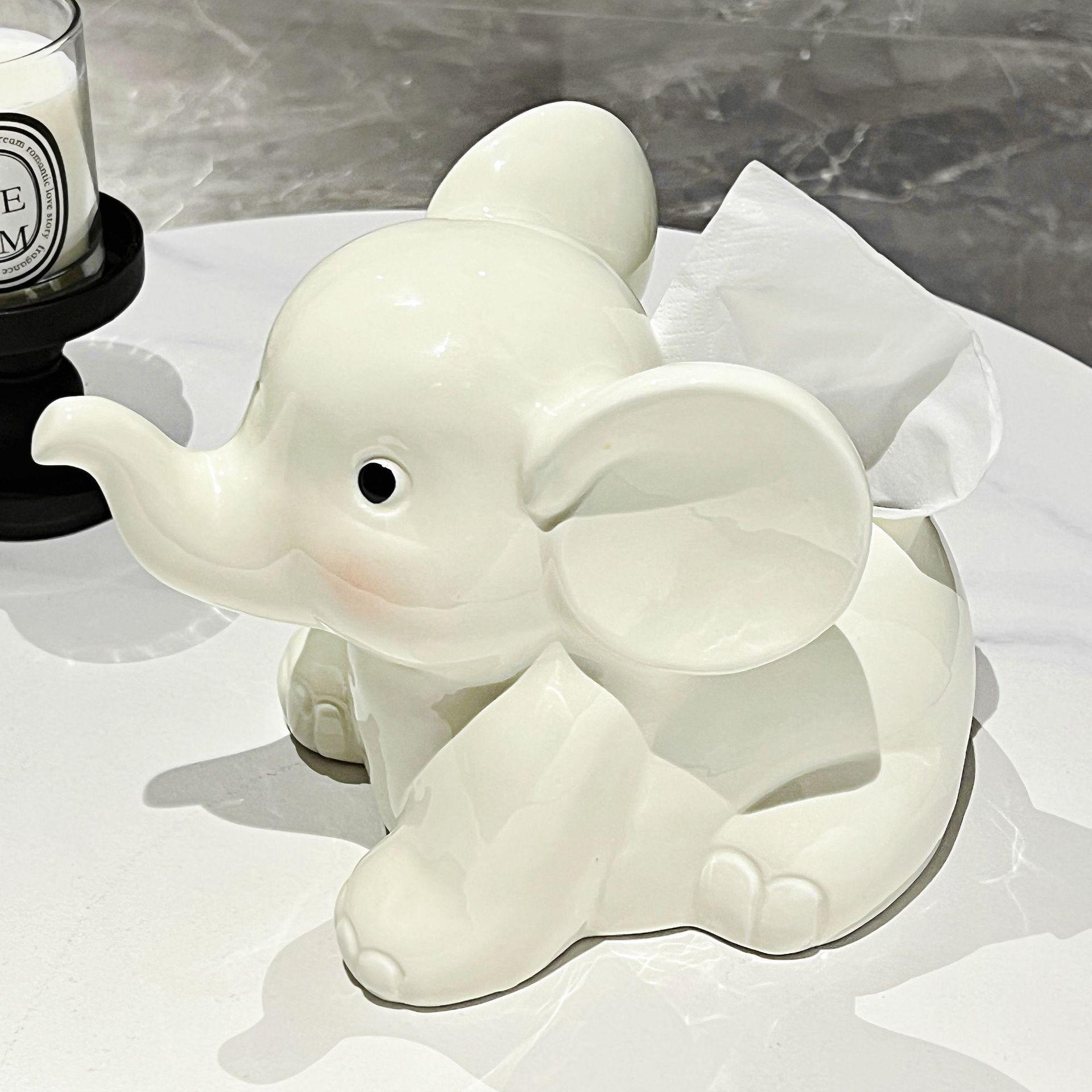 

Cute Elephant-shaped Tissue Boxes, Napkin Tissues Dispenser on Table.,Luxurious Decorative Ornament for Living Room Coffee Table белый
