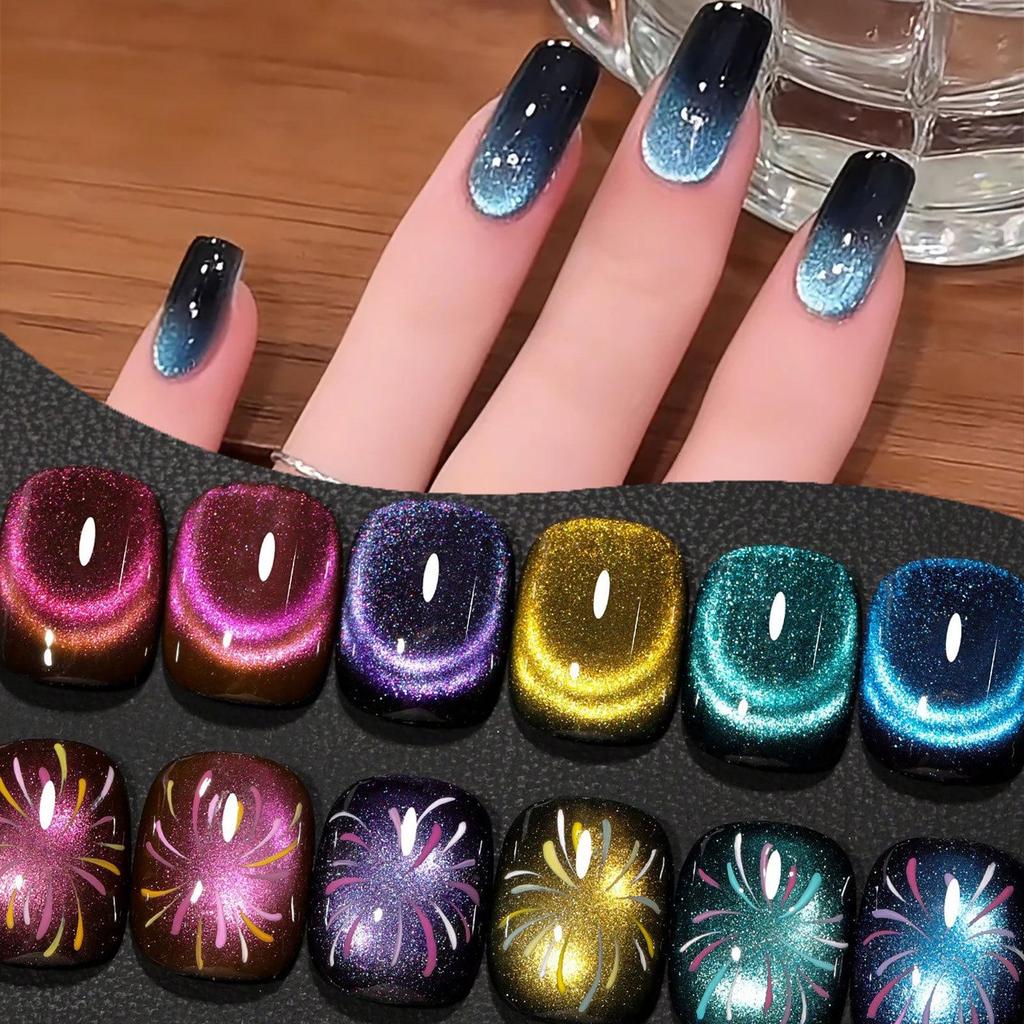 Galaxy Starry Sky Dual-Color Cat Eye Magnetic Nail Polish Gel