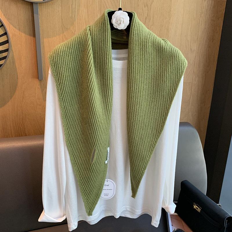  New Fashion Korea Styles Knitted Triangular Scarf Women Winter Warm Headscarf Shawl Sold Color Neckerchief Kerchief Hijab