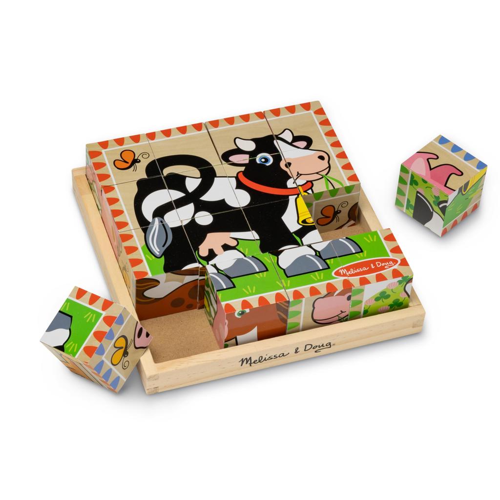 Melissa & Doug Wooden Animal Cube Puzzle, 16 Pieces, 775 Pieces, Authentic
