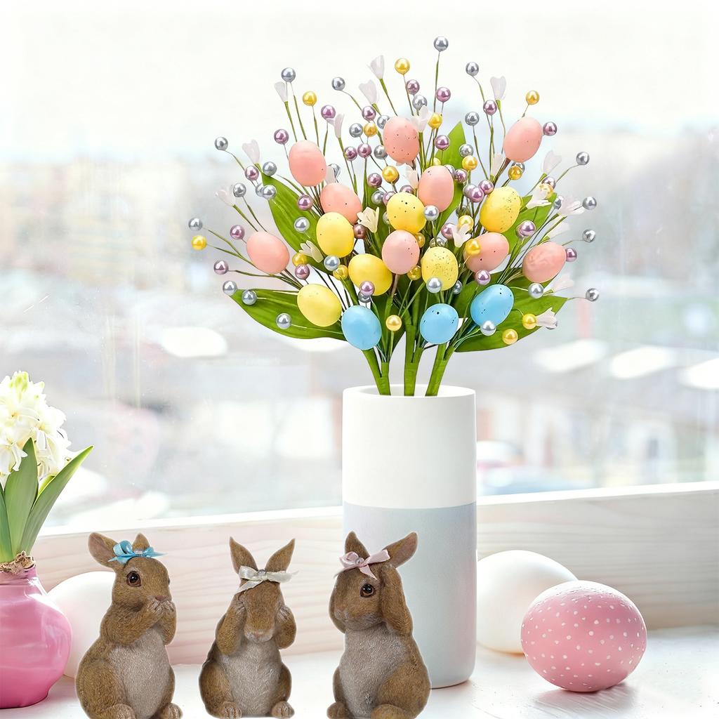 Künstliche Osterei Dekoraufkleber Frühling Ostern Blumenaufkleber mit bunten Eiern, Beeren und Blumen, geeignet für Ostern