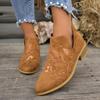 UMIK Women'S Vintage Embroidered Ankle Boots - Pointed Toe Low Heel with Side Zipper, Breathable Cut-Out Design, Lightweight Fabric Upper