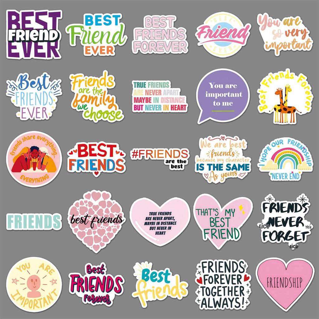 51 Positive Friendship Stickers: Uplifting English Phrases for Journals, Waterproof Decoration