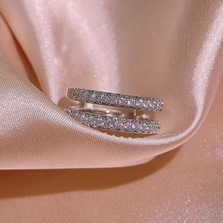 Niche Design Ring Double Layer Full Diamond Ring Tide Cold Style Women'S Jewelry