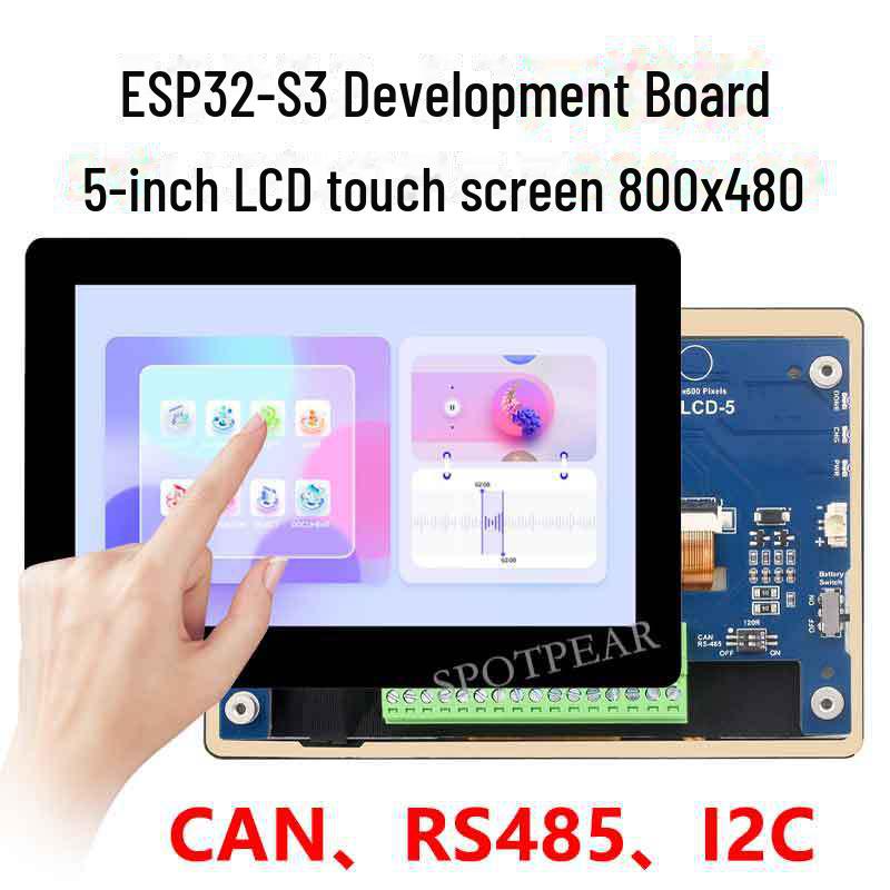 

5-inch ESP32-S3 LCD Touch Display with HMI, CAN, RS485, I2C, Sensor Interface, and LVGL