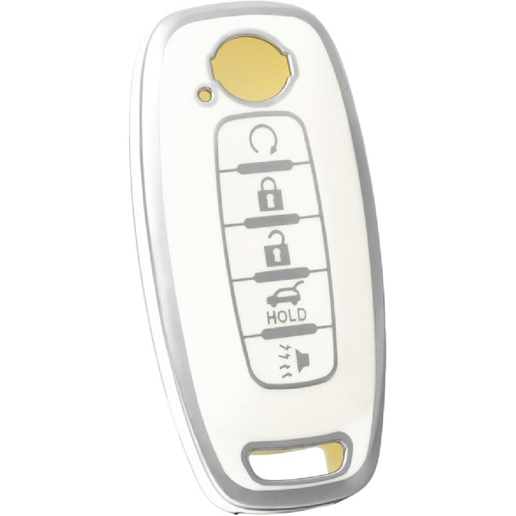 For Nissan Rouge Pathfinder Key Fob Cover, Soft TPU Key Fob Case Full Protector Compatible with  2024 Nissan Rouge Pathfinder 5 Button Smart Remote