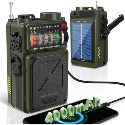 Solar-Notfall-Handkurbel-Dynamo-Radio für den Außenbereich, tragbar, USB, Vintage, AM/FM/SW, Vollbandradio, BT 5.0-Lautsprecher mit Taschenlampe, SOS