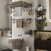Gun Gray Towel Rack Non-punching Toilet Rack Bathroom Wall-mounted Toilet Towel Rod Toilet Pendant
