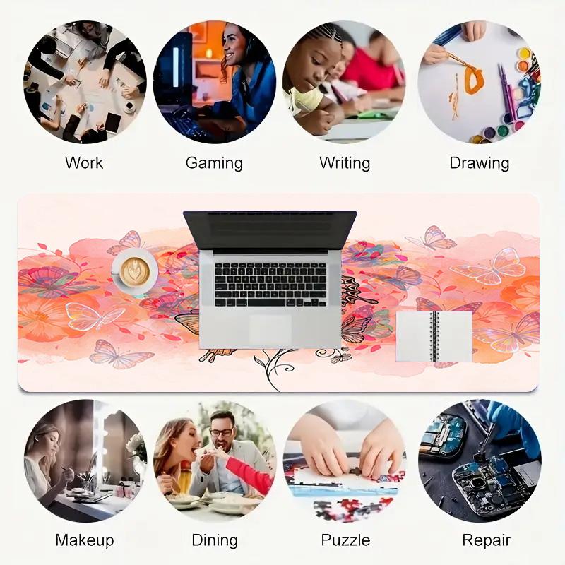 Butterfly Garden Xl Gaming Mouse Pad Nonslip Rubber Base Stitched Edge Waterproof Desk Mat For Pc Laptop Gamer Office Computer Accessories C927143