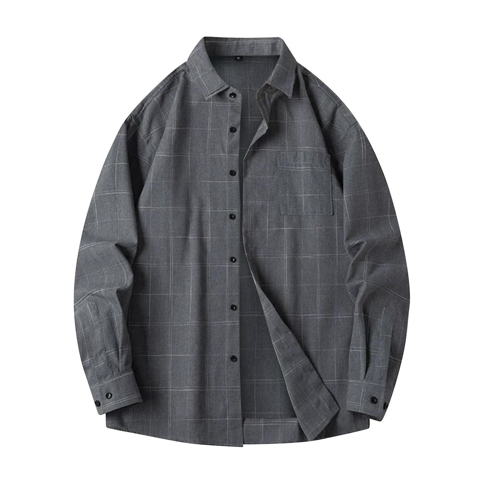 

Мужская весенняя клетчатая консервативная мода свободная рубашка с воротником-стойкой и длинным рукавом M