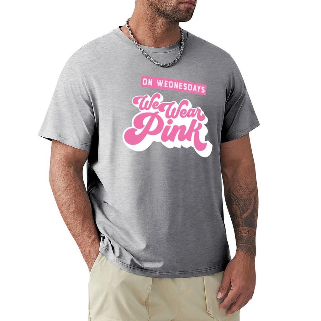 On Wednesdays We Wear Pink T-Shirt Graphic T Shirts Cotton Graphic Tees Plus Size Men Clothing