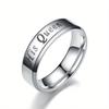 1Pc Fashionable and Simple "herking His Queen" Queen Titanium Steel Ring