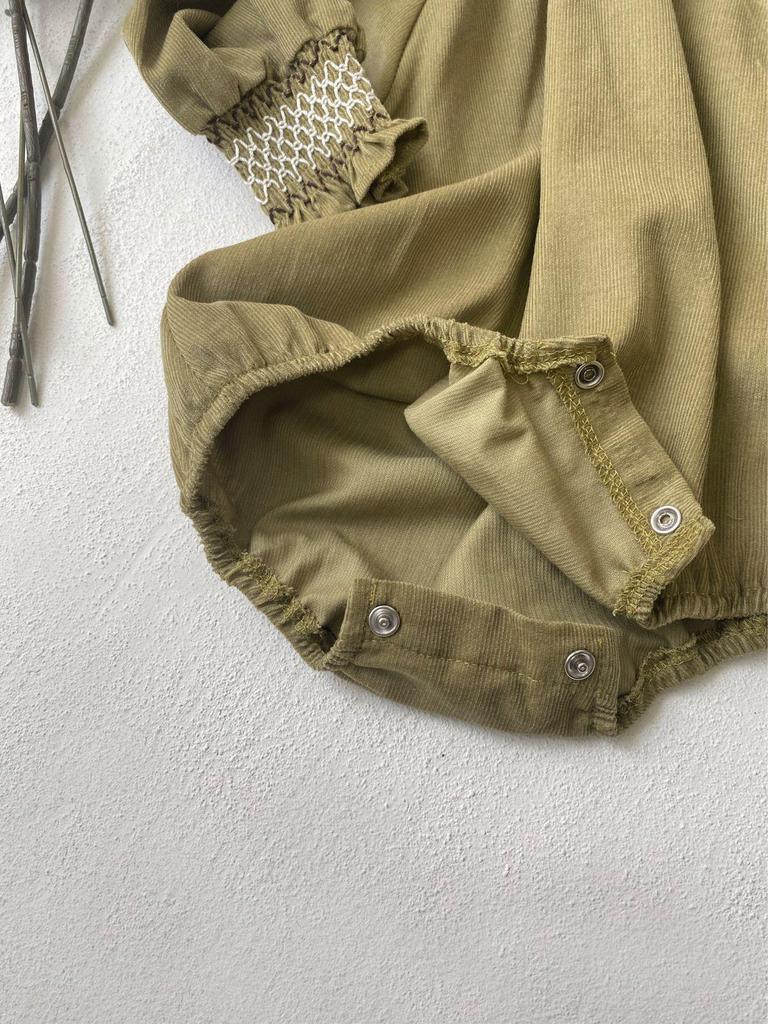 Infant Corduroy Jumpsuit with Flower Collar - Long Sleeve Spring/Autumn Style for Baby Girls