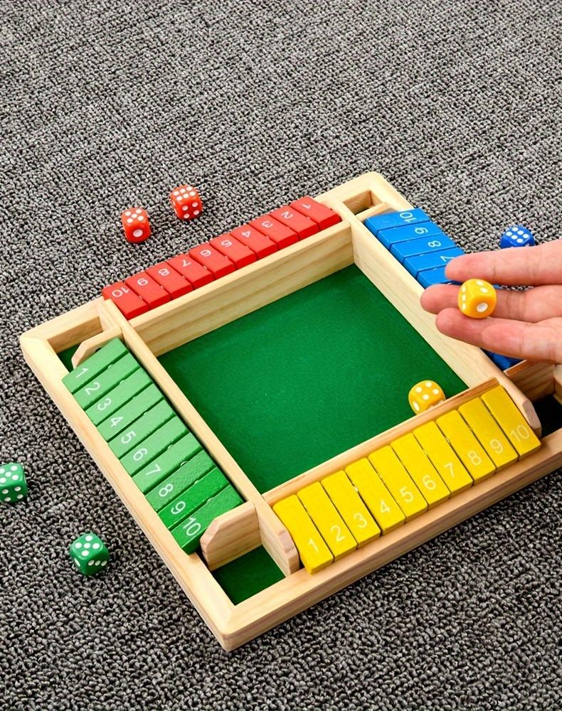 Colorful Wooden Four-Sided Number Folding Board Game Interactive Dice Card Game for Toddlers, Develops Fine Motor Skills Cognitive Abilities,