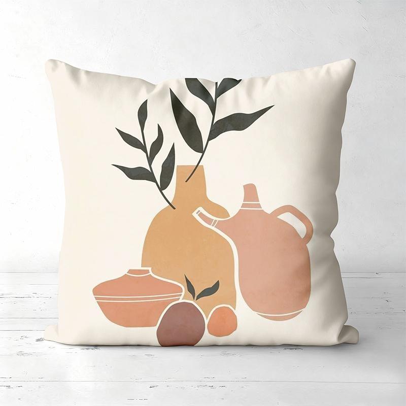 Vase And Plant Pattern Decorative Cushion Covers Polyester Pillowcase, Sofa Decorative Cushion Cov Headboard Pillow