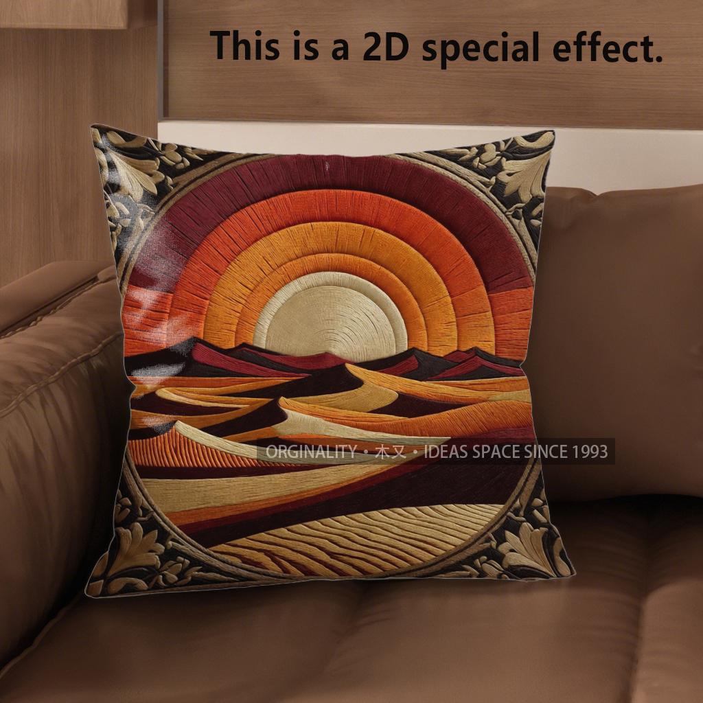 2D Desert Sunset Boho Throw Pillow Covers** Pattern Cushion Cover Suitable For Sofa Bedroom Car Pillow Cover