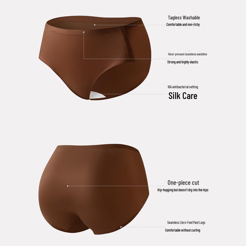 Ordifen Women's Seamless Mid-Rise Antibacterial Ice Silk Briefs