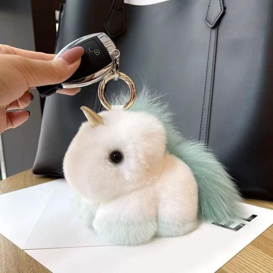 Keychain Pendant Imitation Mink Fur Horse Charm Soft Fabric Keyring Pendant Backpacks Handbags Accessories