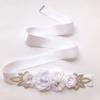 Rose Flower Faux Pearl Rhinestone Women Bride Dress Belt Girdle Waist Band Decor
