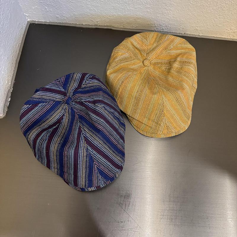 Vintage Japanese Striped Baseball Cap With Sun Protection For Summer Casuals