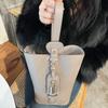Women's Composite Leather Bucket Bag In Grey - Versatile Shoulder Crossbody & Handbag, Perfect Holiday Gift