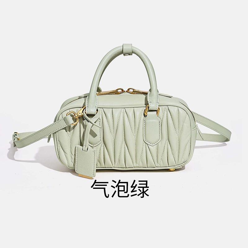 

Высококачественная сумка-боулинг из овчины, вышитая нитью, плиссированная кожаная маленькая квадратная сумка, сумка через плечо, женская сумка 23*8*12cm