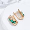 New Emerald Oval Cut Zircon Drop Earrings For Women  Rose Gold Geometry Earrings Vintage Wedding Jewelry