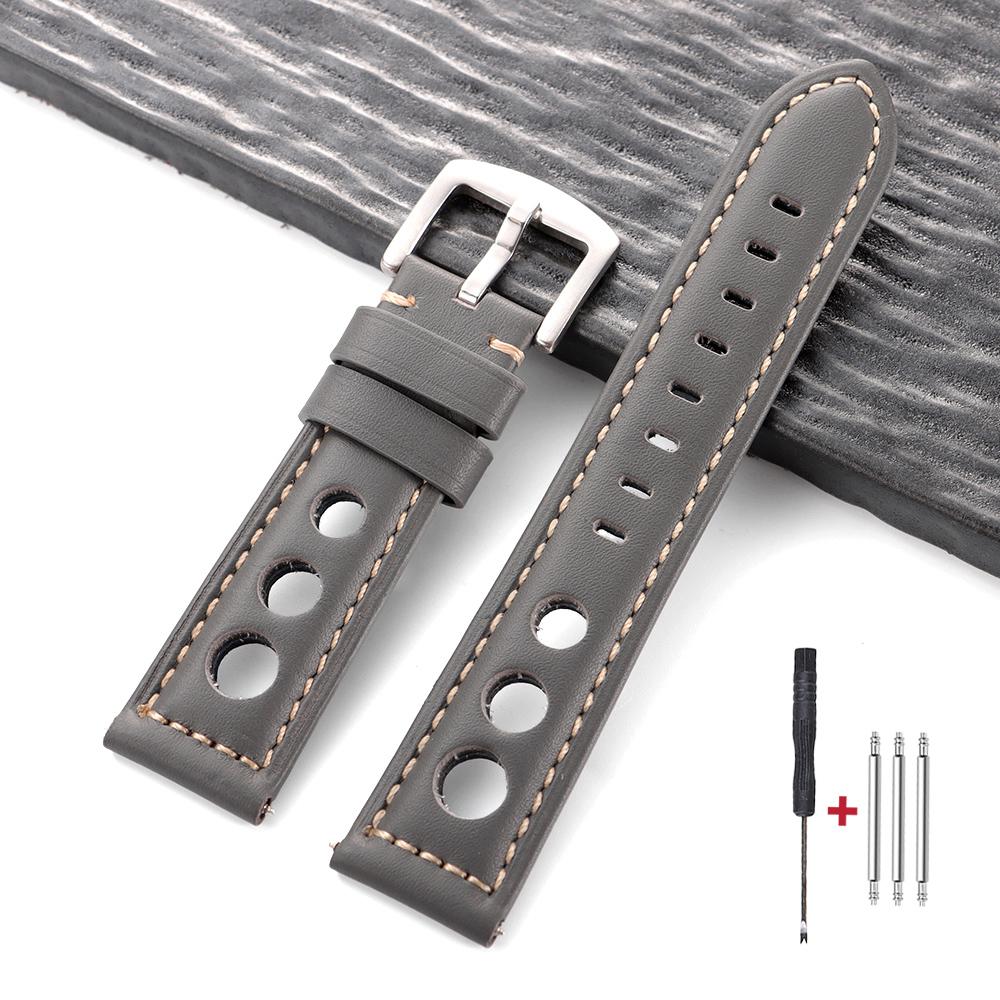Vintage Cowhide Genuine Leather Watch Strap 20mm 22mm 24mm 26mm Metal Pin Buckle Band Breathable Watchband bracelet belt for men