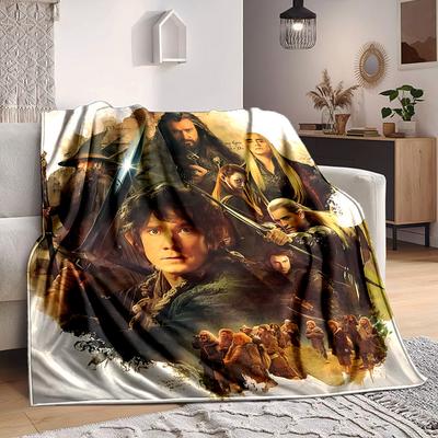 1pc The Lord of the Rings Blanket Lightweight Flannel Throw For Sofa, Bed, Travel, Camping, Livingroom, Office, Couch, Chair, And Bed