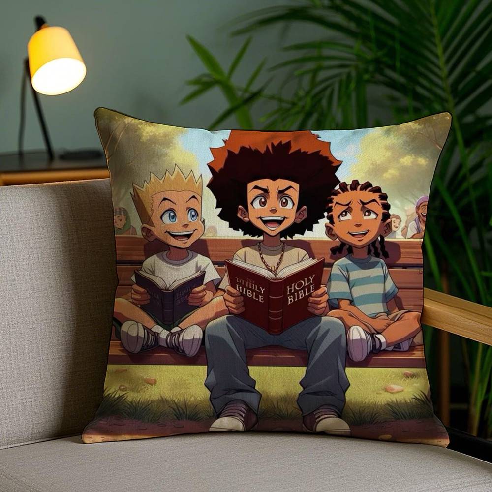 Cartoon A-Boondocks Retro Pillow Case Office Sofa Dorm Chair Back Short Plush Double-sided Printing Home  Cushion Cover