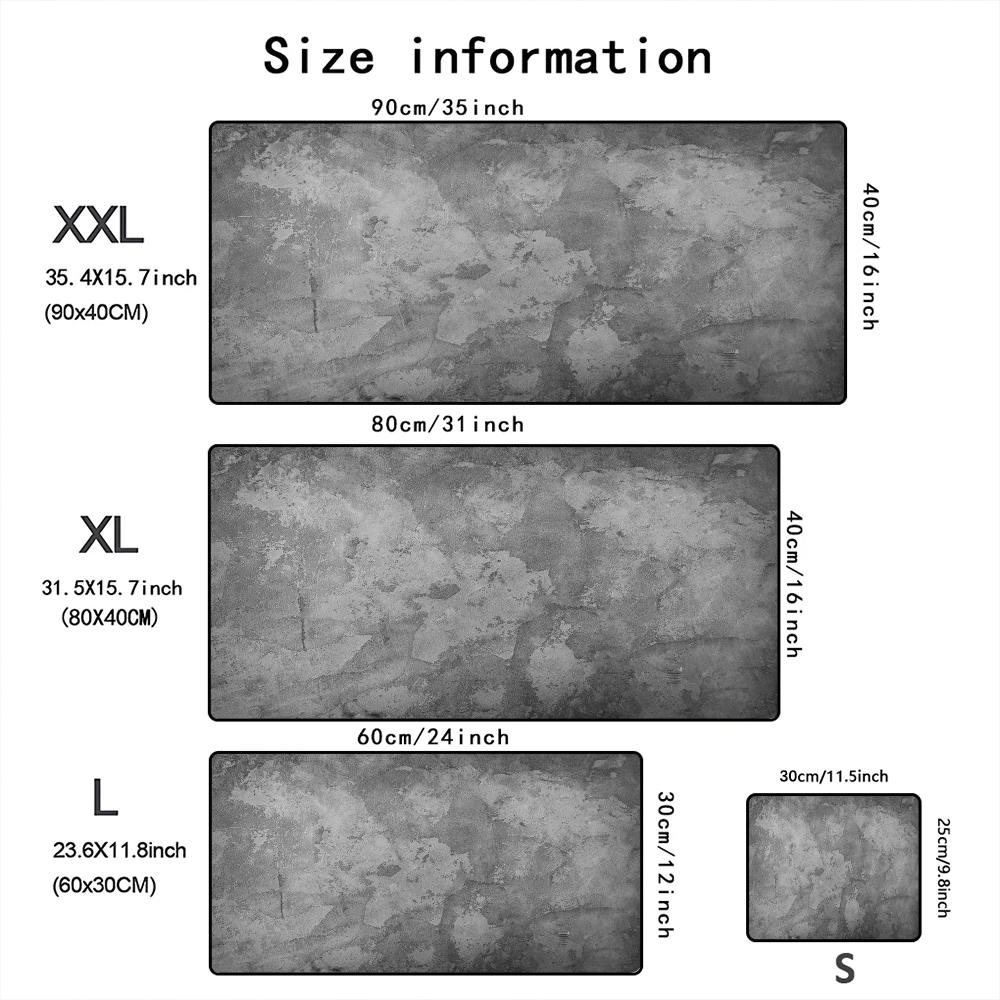 Dark Gray Distressed Texture Large Gaming Mouse Pad Waterproof Nonslip Desk Mat