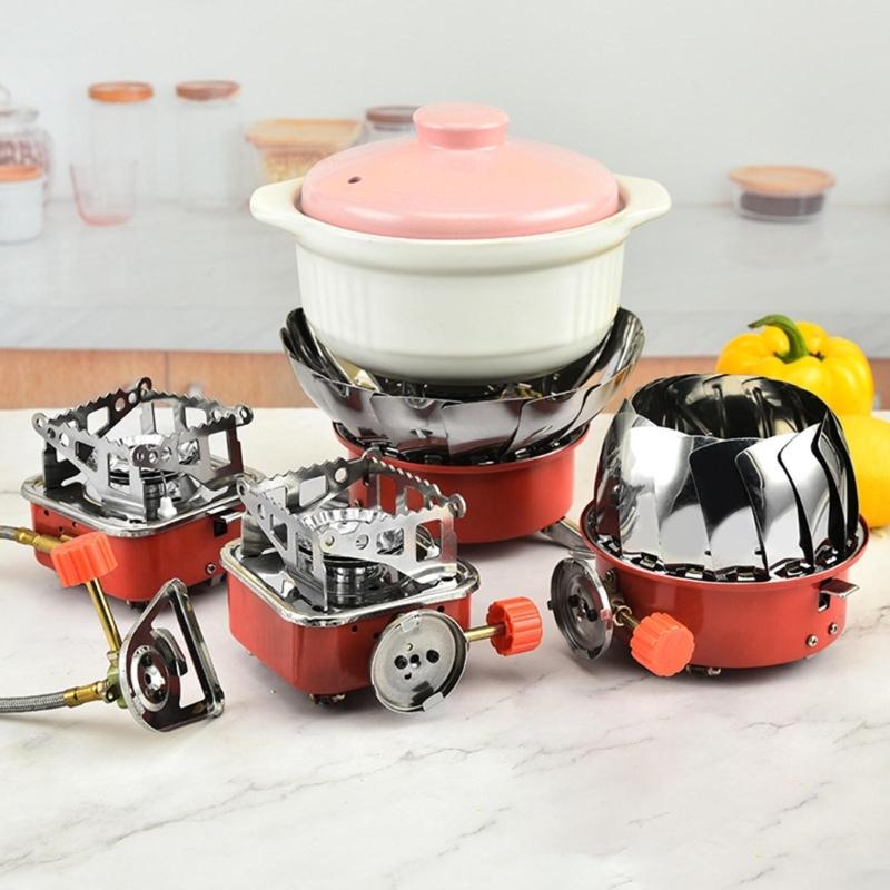 Portable Windproof Stove Stainless Steel Foldable Stove Furnace for Burner Outdoor Folding Metal Gas Stove Camping Tools