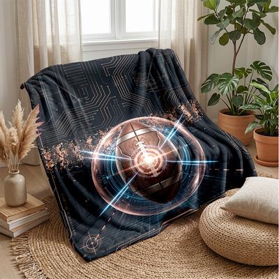 Futuristic Football Journey Theme Blanket Lightweight Warm Flannel Blanket Decorative Throw Blanket for Home Decoration