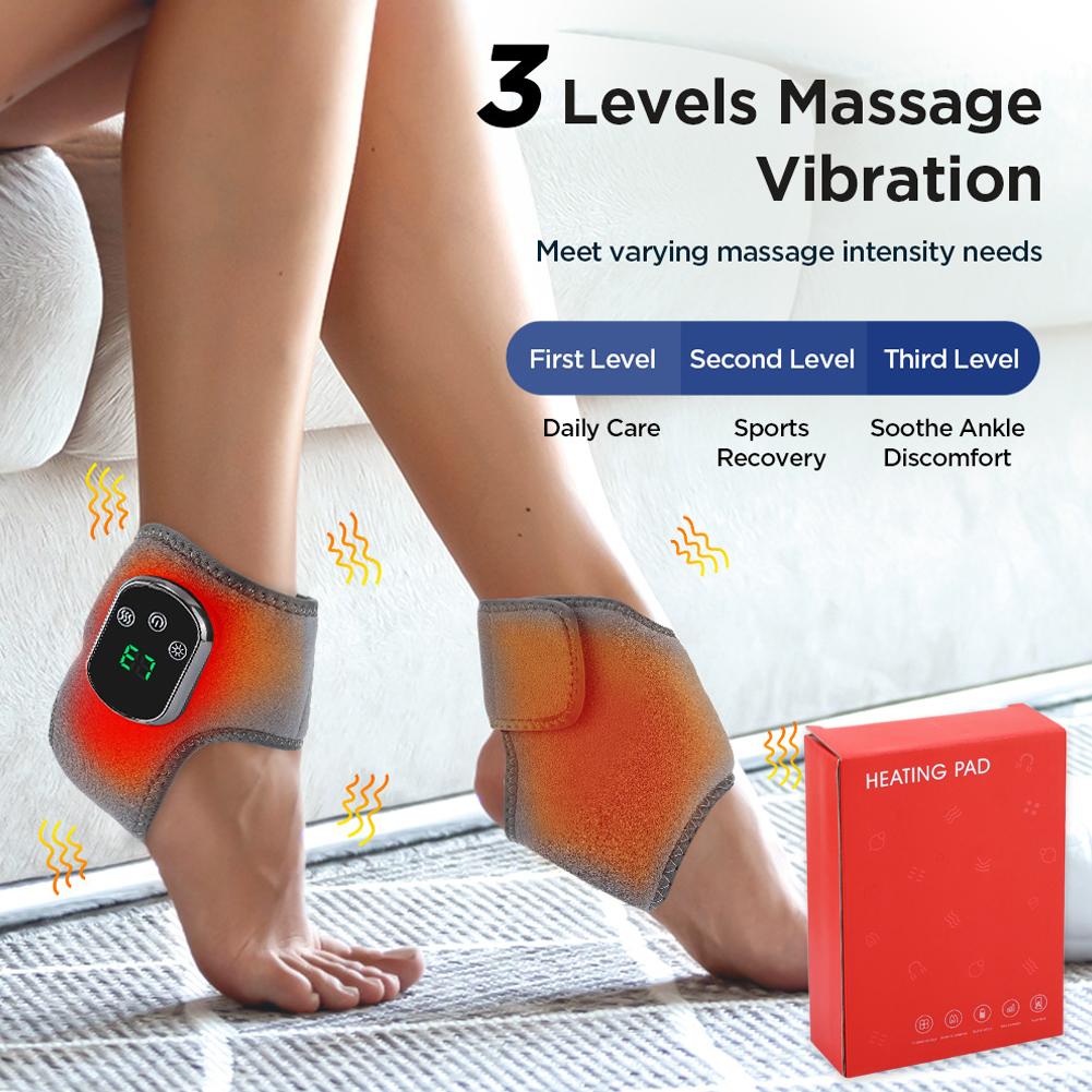 Heated Ankle Massager Hot Compresses Vibration Massage Breathable Material Cold Feet Warming Wrap USB FootAnkle Joint Protection