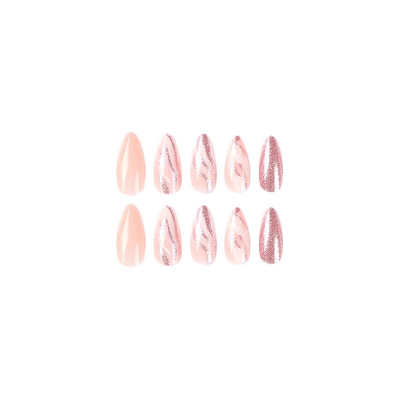 Wearable Nude Pink Glitter Nail Art Tips