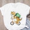 Cute Cat Funny Cartoon Women Plus Size Tee Harajuku Pattern  Tee 90s Printed Tee Fashion Aesthetic Tops Tee Casual Tops
