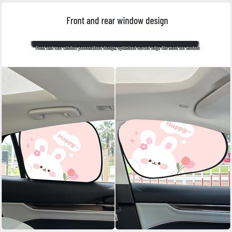 Cartoon Car Sunshade - Cute Electrostatic Heat Insulation Blocker for Summer