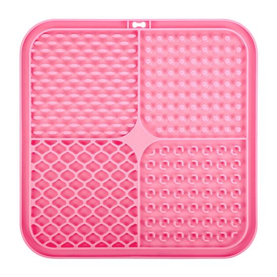 Square Silicone Dog Lick Mat with Suction Cup Anxiety Relief Pet Food Mat Anti-tip Slow Eating Bowl Peanut Butter Licking Mat Enrichment Toy