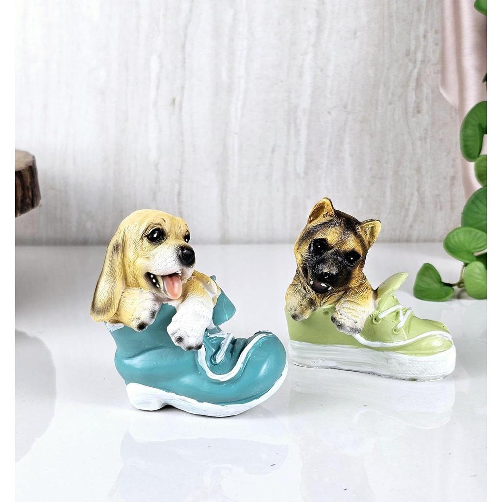 1 Set (2 Pieces) Dog Miniature Figurines | Decorative Showpiece | Gift for Him/Her, Mother's Day, Home, Bedroom
